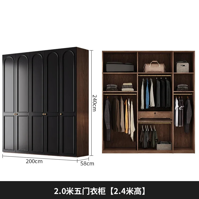 Drawers Locker Wardrobe Tall Luxury Handle Black Clothes Organizer Bedroom Closet Open Storage Cabinets Guarda Roupas Furniture