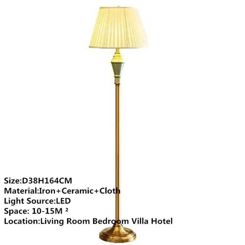 VIOLET American Retro Floor Lamp European Luxurious Bedroom Living Room Beside The Sofa Villa Hotel Decorative Standing Light