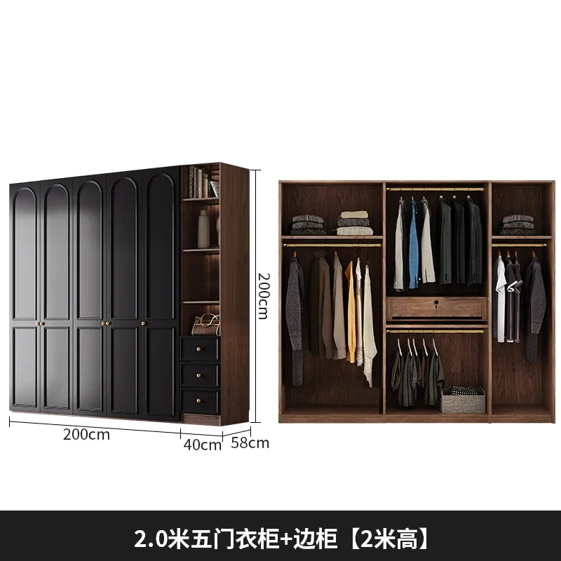 Drawers Locker Wardrobe Tall Luxury Handle Black Clothes Organizer Bedroom Closet Open Storage Cabinets Guarda Roupas Furniture