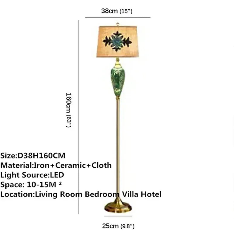 ELARA American Retro Floor Lamp European Luxurious Bedroom Living Room Beside The Sofa Villa Hotel Decorative Standing Light