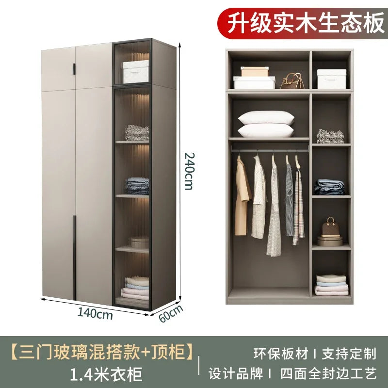 Women Glass Doors Wardrobes Large Luxury Transparent Clothes Storage Open Closet Bedroom Organizer Guarda Roupas Furniture