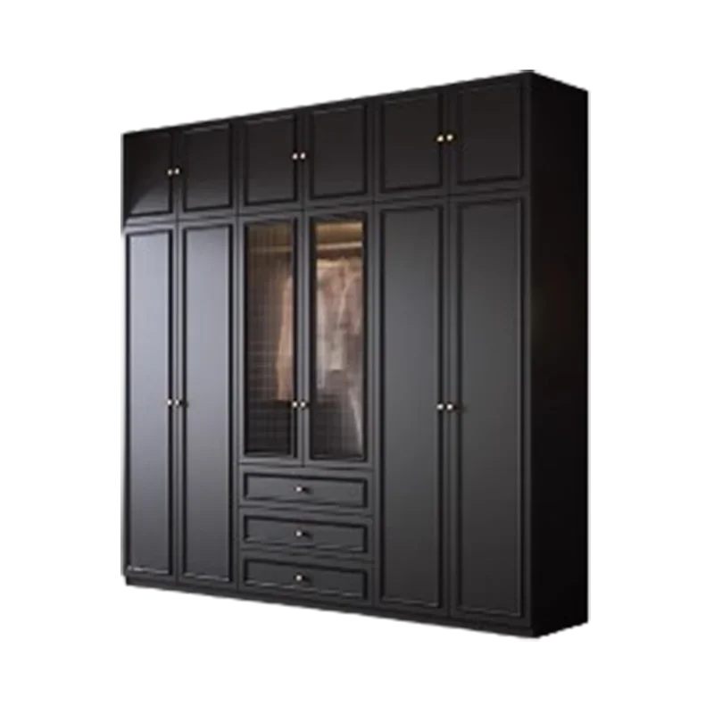 Nordic Tall Glass Wardrobe Luxury Drawers Black Clothes Bedroom Closet Organizer Storage Girls Guarda Roupas Furniture Home