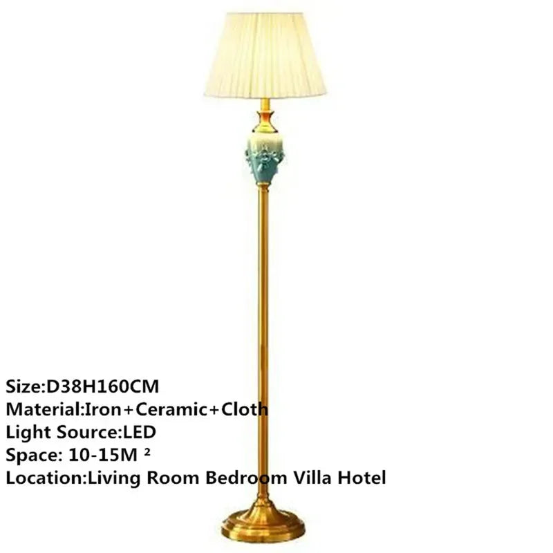 VIOLET American Retro Floor Lamp European Luxurious Bedroom Living Room Beside The Sofa Villa Hotel Decorative Standing Light