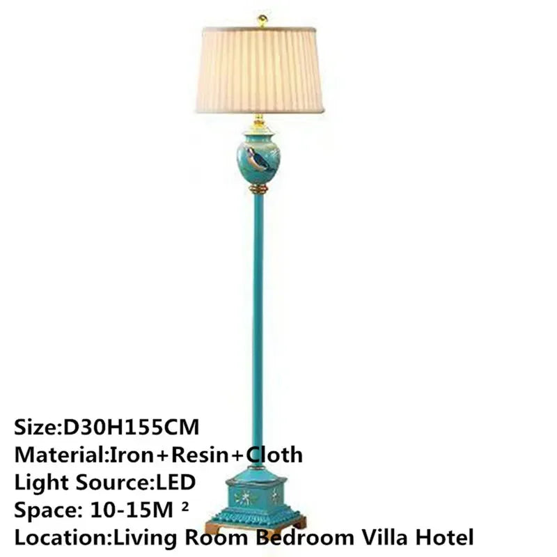 CEDRIC American Retro Floor Lamp European Luxurious Bedroom Living Room Beside The Sofa Villa Hotel Decorative Standing Light