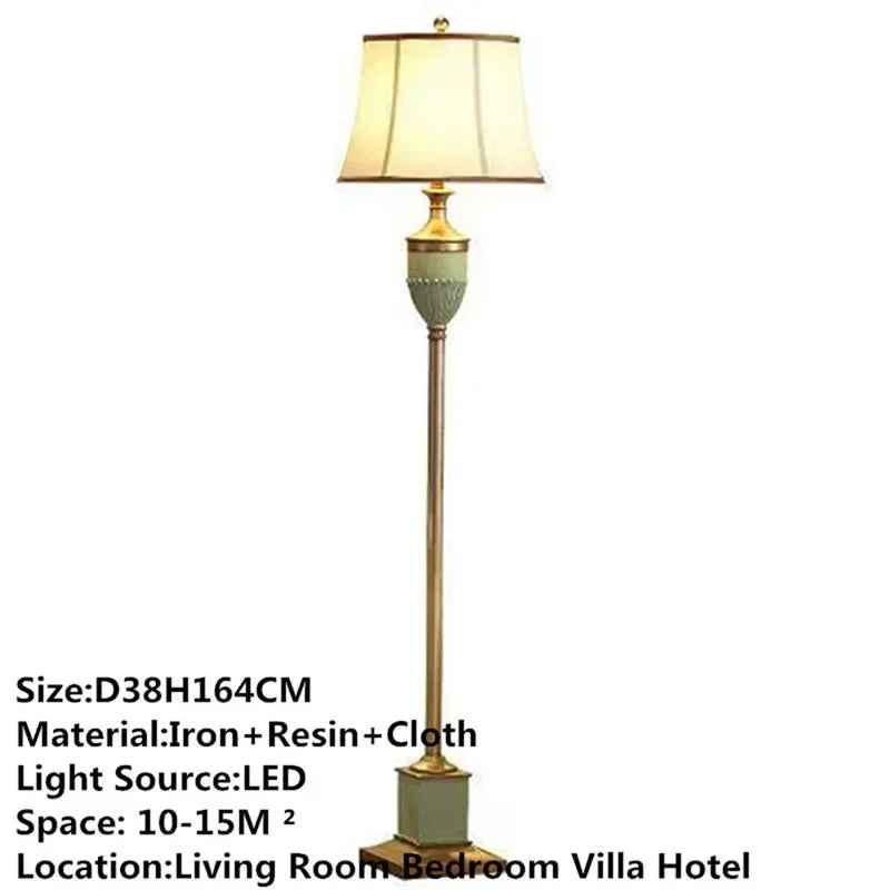 CEDRIC American Retro Floor Lamp European Luxurious Bedroom Living Room Beside The Sofa Villa Hotel Decorative Standing Light