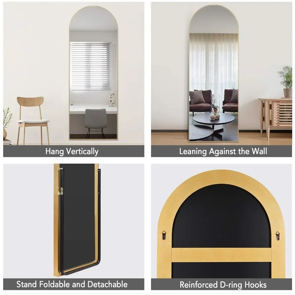 Full Length Mirror Arched Leaning Mirror With Stand-Gold Freight Free Body Living Room Furniture Home