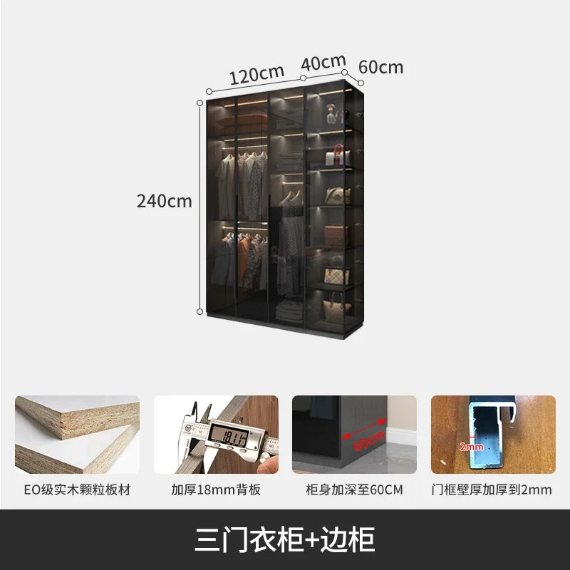 With Glass Doors Wardrobes Multilayer Luxury Storage Open Closets Wardrobes Cabinet Shelves Guarda Roupas Bedroom Furniture