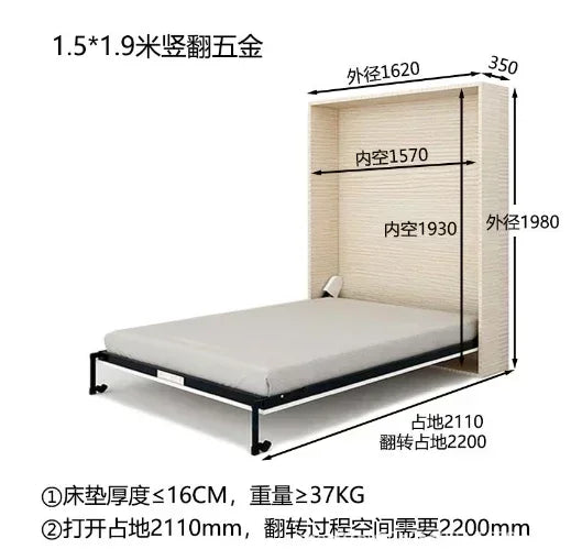 Modern Murphy bed wall bed furniture folding sofa multifunctional hardware accessories without cabinets