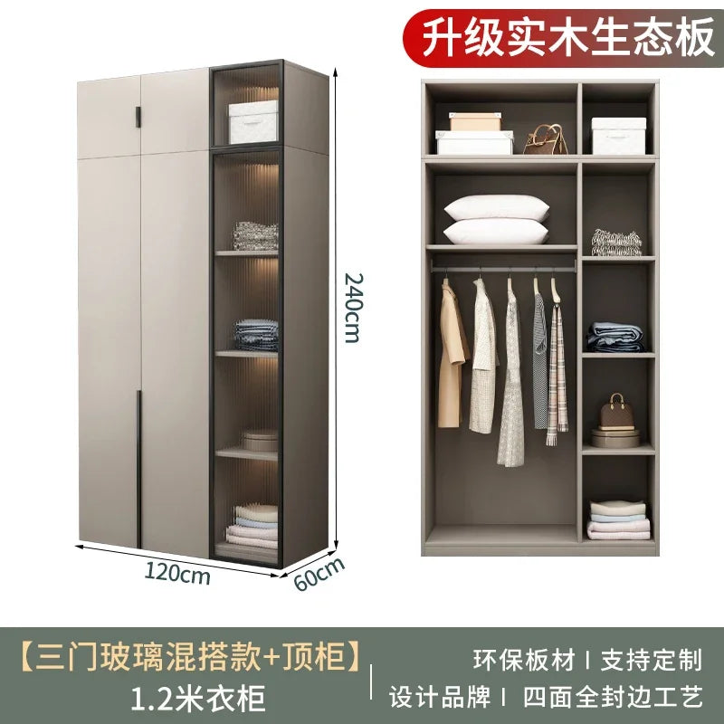 Women Glass Doors Wardrobes Large Luxury Transparent Clothes Storage Open Closet Bedroom Organizer Guarda Roupas Furniture