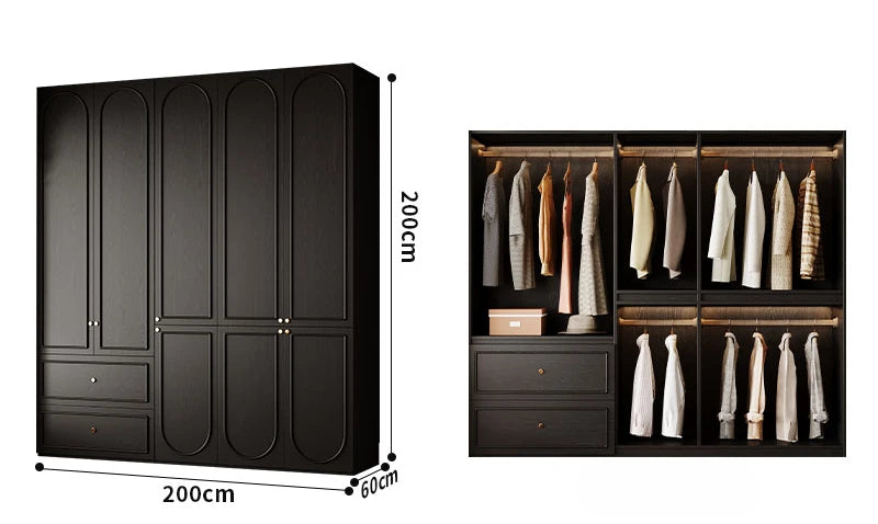 Bedroom Clothes Wardrobe Storage Cabinet Modern Minimalist Black Wardrobe Drawers Armadio Camera Da Letto Organizer Furniture