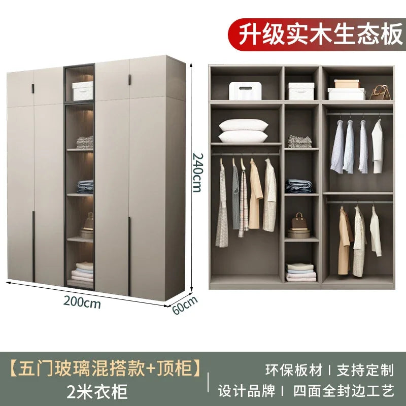 Women Glass Doors Wardrobes Large Luxury Transparent Clothes Storage Open Closet Bedroom Organizer Guarda Roupas Furniture