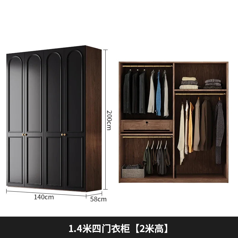 Drawers Locker Wardrobe Tall Luxury Handle Black Clothes Organizer Bedroom Closet Open Storage Cabinets Guarda Roupas Furniture