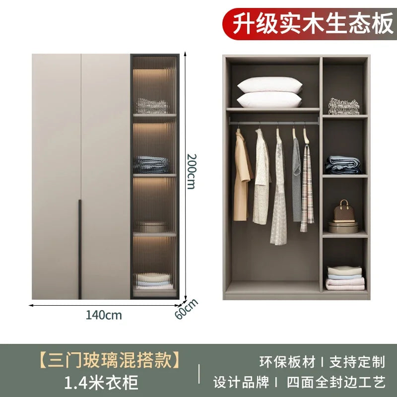 Women Glass Doors Wardrobes Large Luxury Transparent Clothes Storage Open Closet Bedroom Organizer Guarda Roupas Furniture