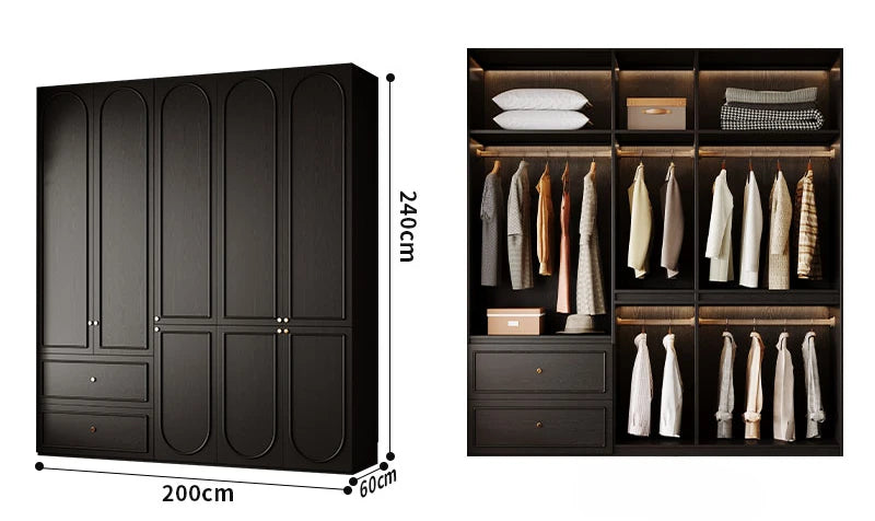 Bedroom Clothes Wardrobe Storage Cabinet Modern Minimalist Black Wardrobe Drawers Armadio Camera Da Letto Organizer Furniture