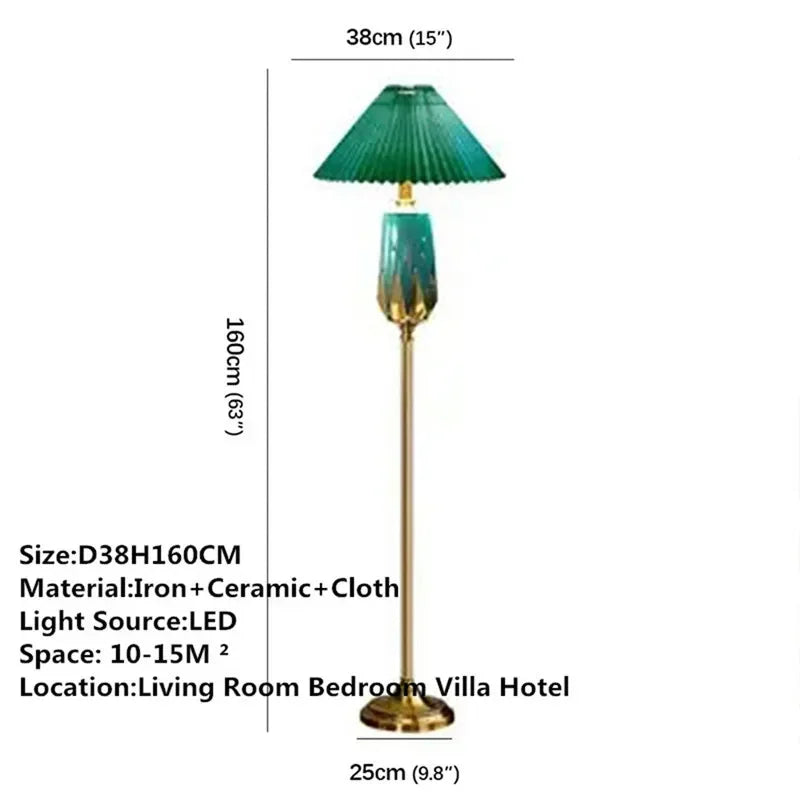 ELARA American Retro Floor Lamp European Luxurious Bedroom Living Room Beside The Sofa Villa Hotel Decorative Standing Light