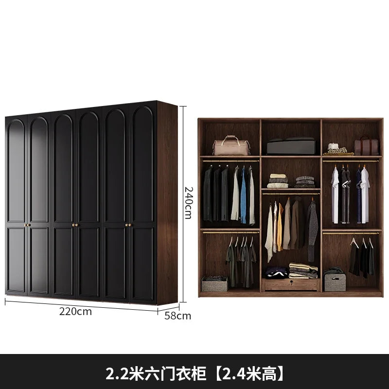 Drawers Locker Wardrobe Tall Luxury Handle Black Clothes Organizer Bedroom Closet Open Storage Cabinets Guarda Roupas Furniture