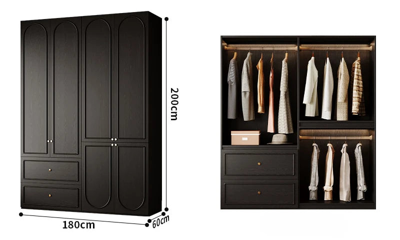 Bedroom Clothes Wardrobe Storage Cabinet Modern Minimalist Black Wardrobe Drawers Armadio Camera Da Letto Organizer Furniture