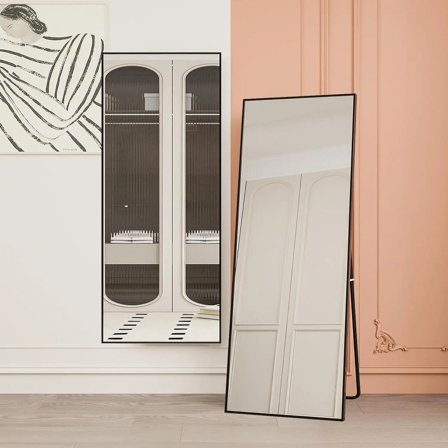 Full Length Mirror 71"x32", Standing Hanging Or Leaning Against Floor Tempered Mirrors, Wall-Mounted Full Body Dressing Mirrors