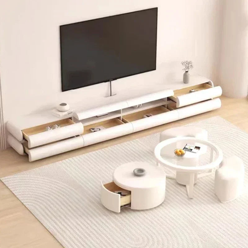 White Tv Stand Modern Living Room Luxury Simple French Small Apartment Floor Tv Cabinet Aesthetic Soporte Tv De Pie Furniture