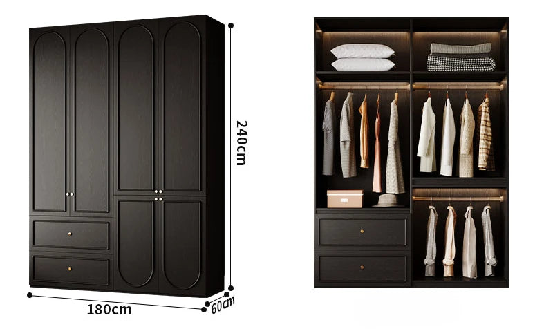 Bedroom Clothes Wardrobe Storage Cabinet Modern Minimalist Black Wardrobe Drawers Armadio Camera Da Letto Organizer Furniture