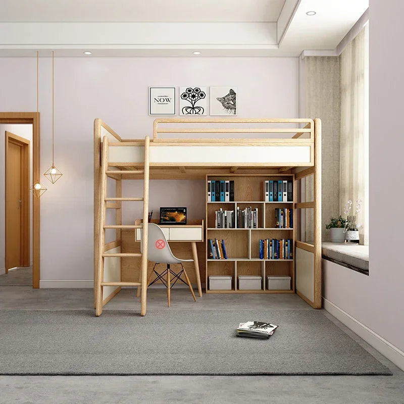 1Combined Bed Books  Cabinets under with Desk Wardrobe Children's Adult Upper and Lower Bunk Bedroom Furniture