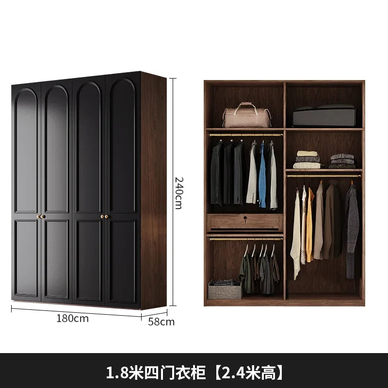 Drawers Locker Wardrobe Tall Luxury Handle Black Clothes Organizer Bedroom Closet Open Storage Cabinets Guarda Roupas Furniture