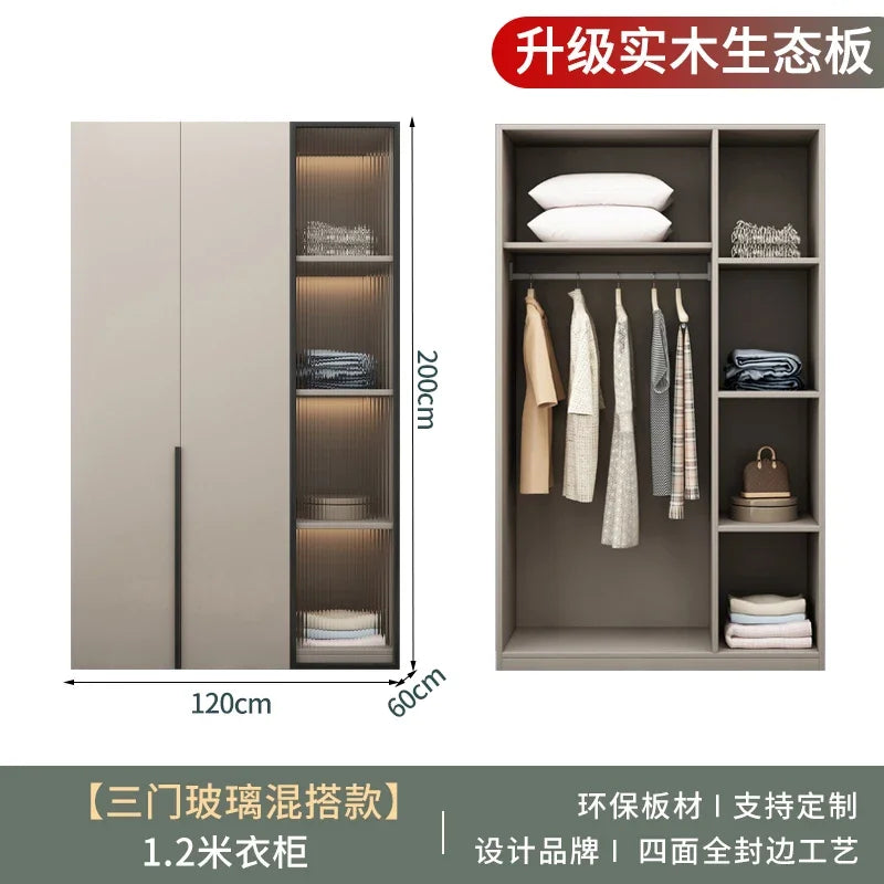 Women Glass Doors Wardrobes Large Luxury Transparent Clothes Storage Open Closet Bedroom Organizer Guarda Roupas Furniture