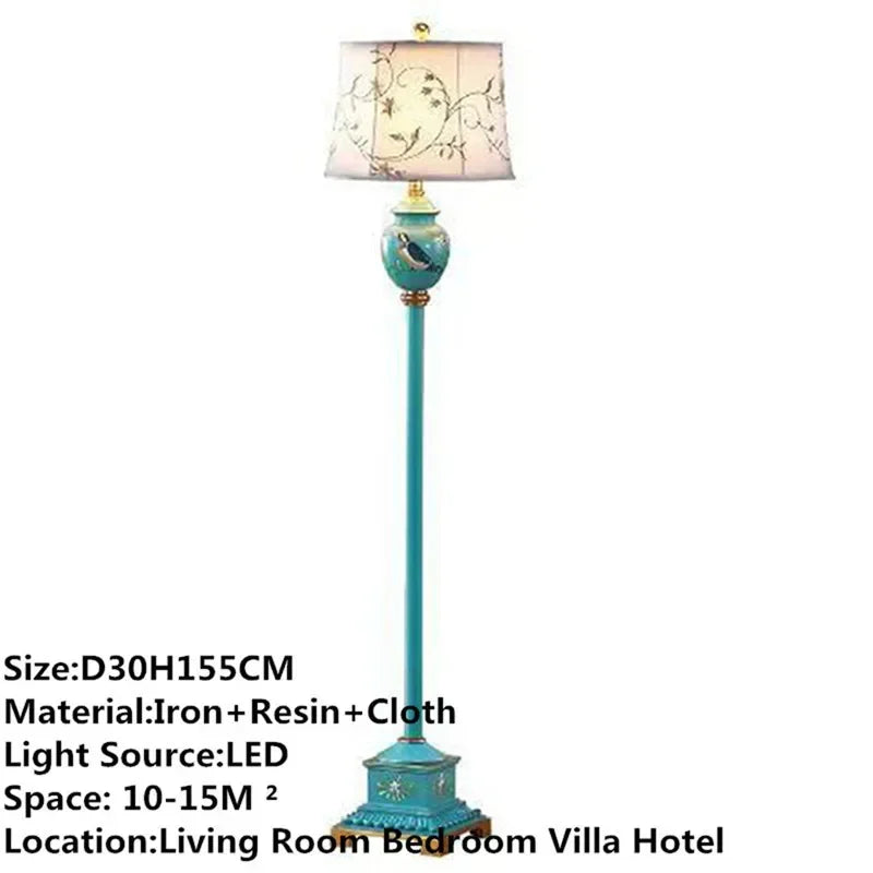 VIOLET American Retro Floor Lamp European Luxurious Bedroom Living Room Beside The Sofa Villa Hotel Decorative Standing Light