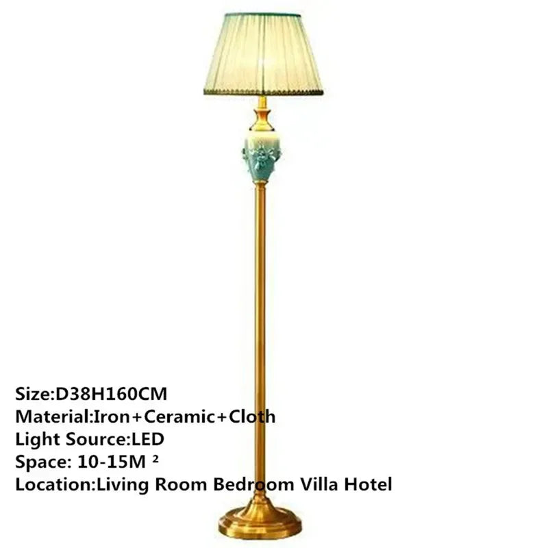 ELARA American Retro Floor Lamp European Luxurious Bedroom Living Room Beside The Sofa Villa Hotel Decorative Standing Light