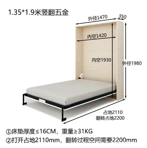 Modern Murphy bed wall bed furniture folding sofa multifunctional hardware accessories without cabinets