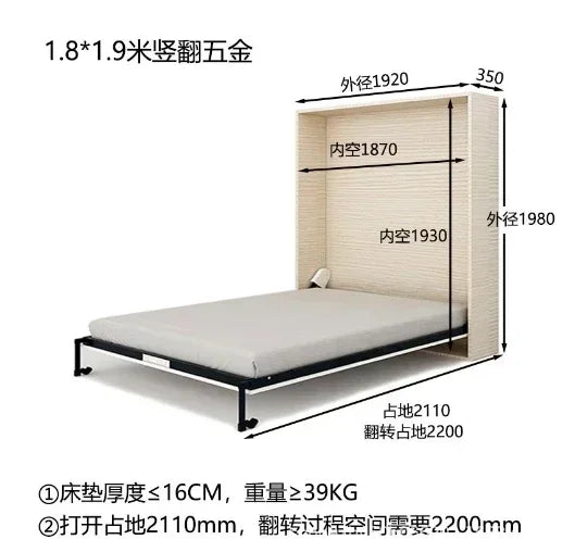 Modern Murphy bed wall bed furniture folding sofa multifunctional hardware accessories without cabinets