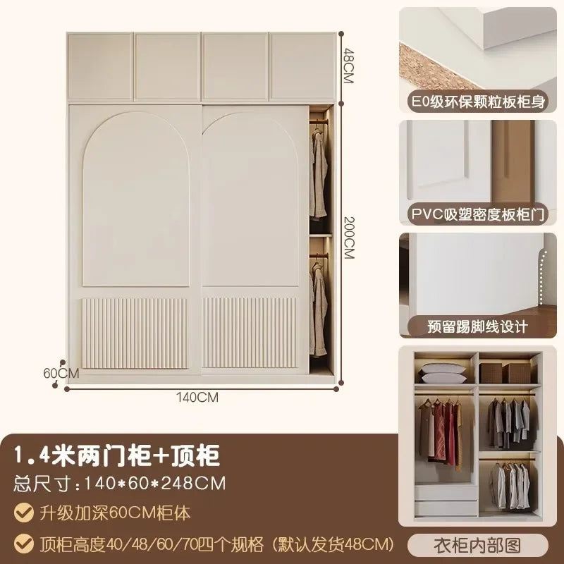 Luxury Orgnizer Freestanding Wardrobes Storage Closet Women  Essentials Sliding Door Cabinets Wardrobe Organizer White Furniture