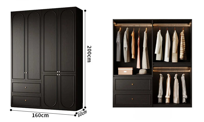 Bedroom Clothes Wardrobe Storage Cabinet Modern Minimalist Black Wardrobe Drawers Armadio Camera Da Letto Organizer Furniture