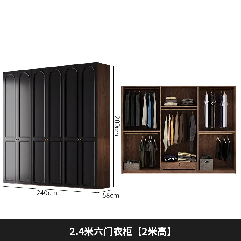 Drawers Locker Wardrobe Tall Luxury Handle Black Clothes Organizer Bedroom Closet Open Storage Cabinets Guarda Roupas Furniture