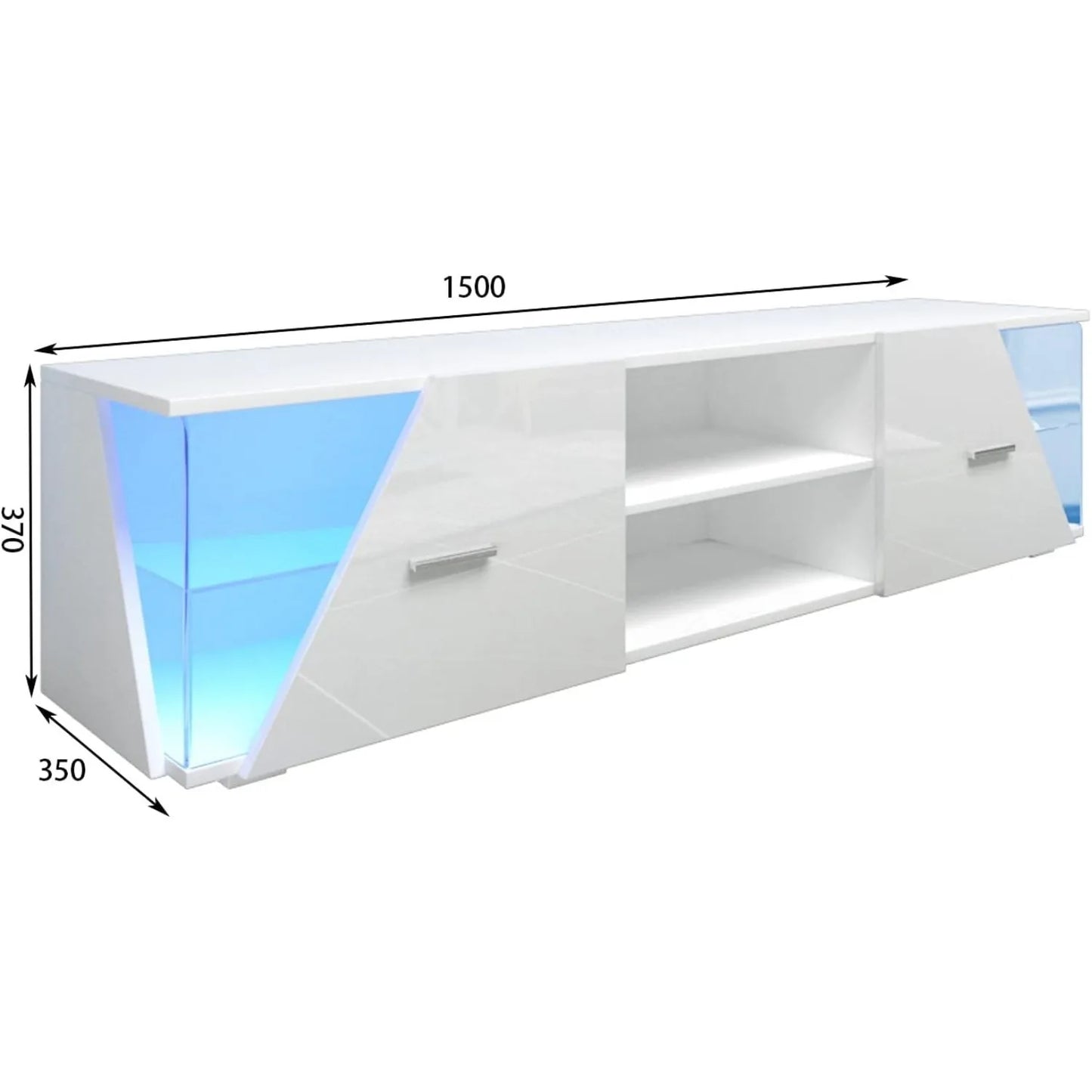 150cm Modern TV Unit with LED light Entertainment Unit Cupboard with Storage Furniture for Living Room Bedroom for 32-65 inch TV