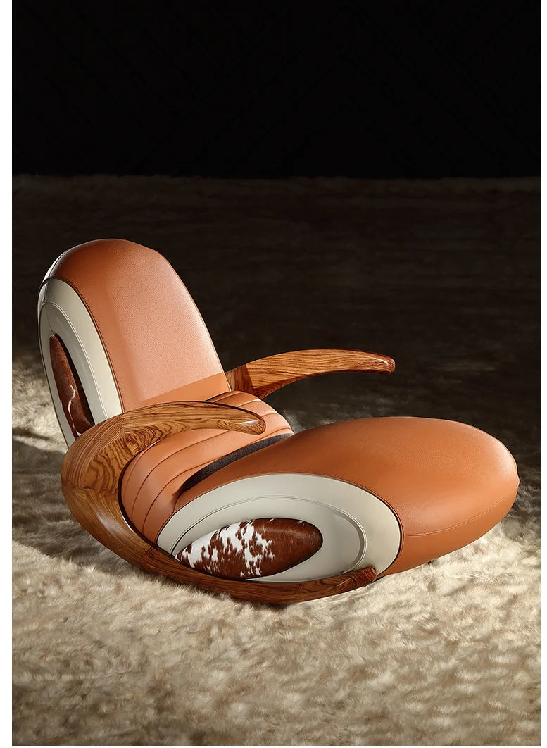 Lounge Chair SOFA Bee-Shaped Rocking chair High-end luxury leather material Original design Leisure Art Sofa Home furnishin