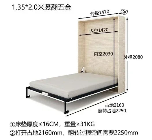 Modern Murphy bed wall bed furniture folding sofa multifunctional hardware accessories without cabinets