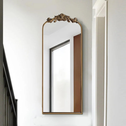 Antique Mirror, Tall Arched Floor Mirror,Ornate Design Vintage Wall Mirror Decor for Entryway,Hallway,Living Room