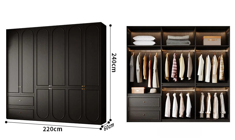 Bedroom Clothes Wardrobe Storage Cabinet Modern Minimalist Black Wardrobe Drawers Armadio Camera Da Letto Organizer Furniture