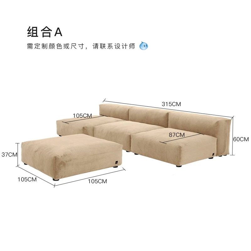 Large Fabric Nordic Sofa Velvet European Designs Accent Module Corner Sectional Couch Puffs Leather Sofas Camas Furniture