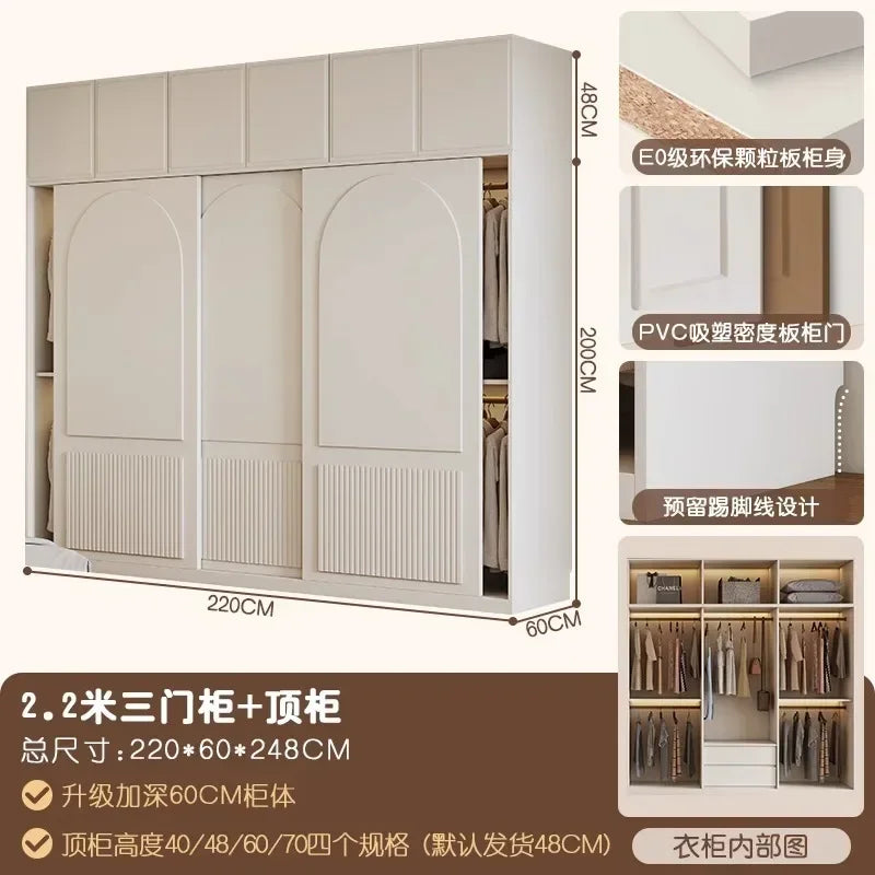 Luxury Orgnizer Freestanding Wardrobes Storage Closet Women  Essentials Sliding Door Cabinets Wardrobe Organizer White Furniture