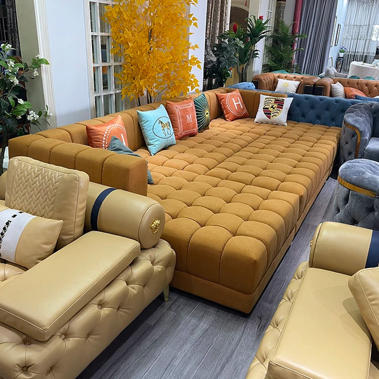 High Quality Luxury Living Room Large Sofa Bed Velvet Upholster Large Home Hotel Sofa Bed