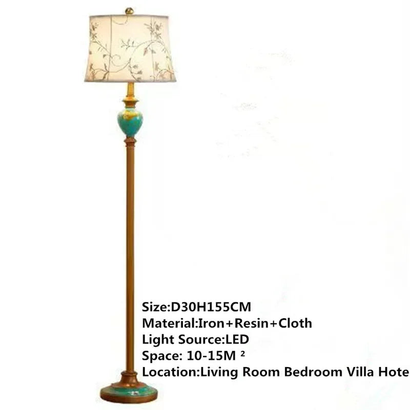 VIOLET American Retro Floor Lamp European Luxurious Bedroom Living Room Beside The Sofa Villa Hotel Decorative Standing Light