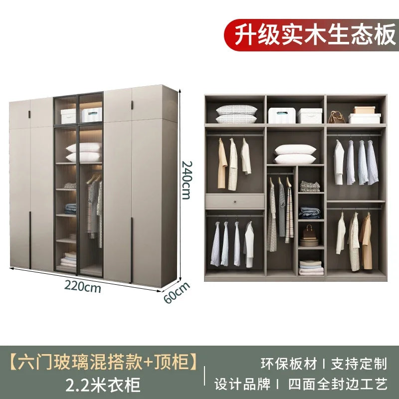 Women Glass Doors Wardrobes Large Luxury Transparent Clothes Storage Open Closet Bedroom Organizer Guarda Roupas Furniture