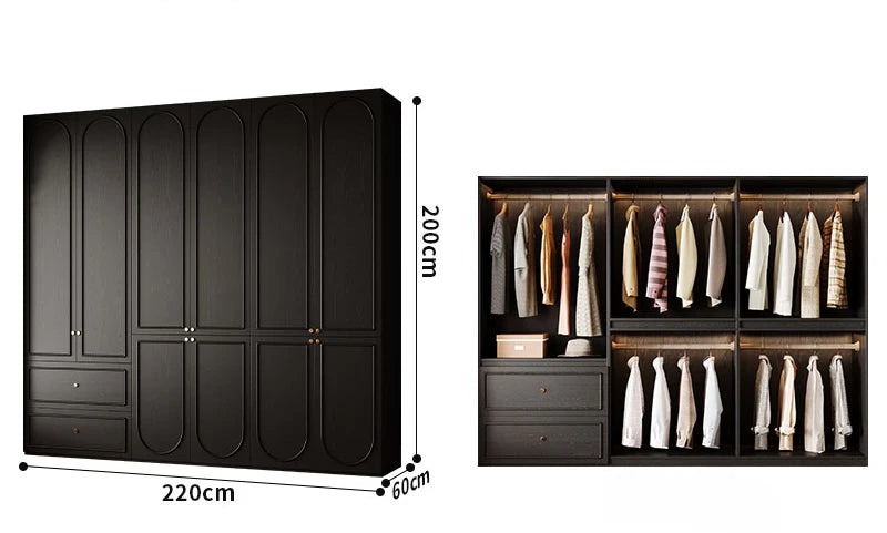 Bedroom Clothes Wardrobe Storage Cabinet Modern Minimalist Black Wardrobe Drawers Armadio Camera Da Letto Organizer Furniture