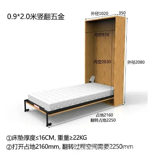 Modern Murphy bed wall bed furniture folding sofa multifunctional hardware accessories without cabinets