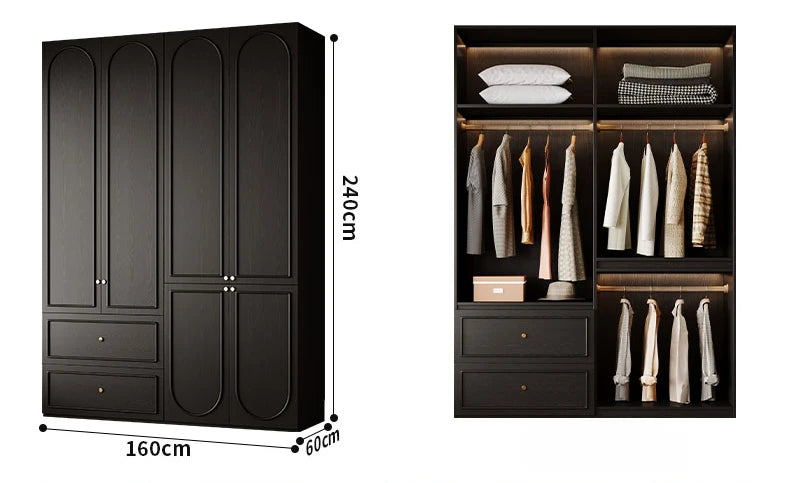 Bedroom Clothes Wardrobe Storage Cabinet Modern Minimalist Black Wardrobe Drawers Armadio Camera Da Letto Organizer Furniture