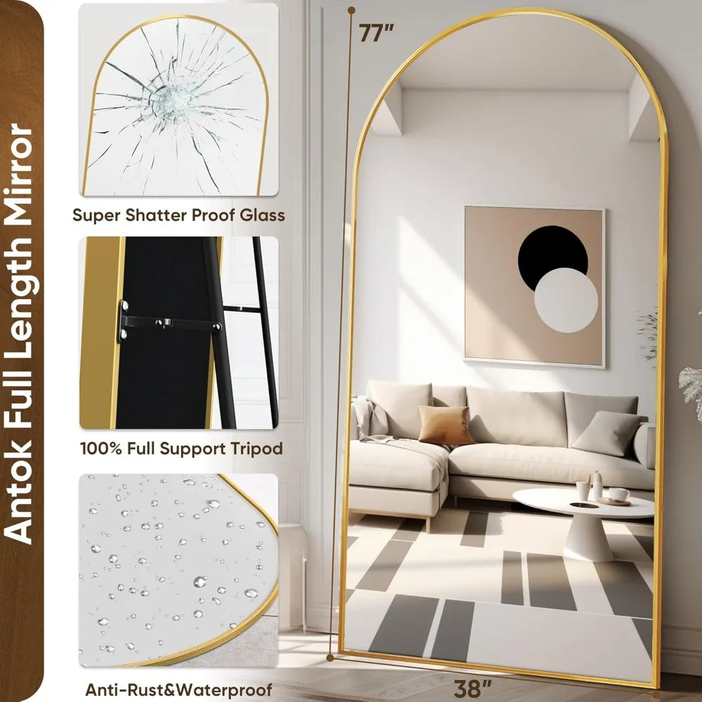 Antok Full Length Mirror, 38"x78" Floor Freestanding, Full Body Floor Standing with Stand for Bedroom, Hanging Mounted for