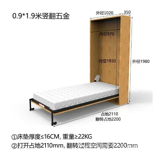 Modern Murphy bed wall bed furniture folding sofa multifunctional hardware accessories without cabinets