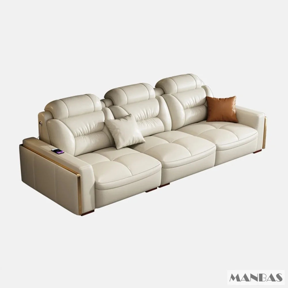 Premium Italian Genuine Leather Sectional Sofa Sets Couch Sofas with USB and Bluetooth Speaker - Linlamlim Living Room Furniture